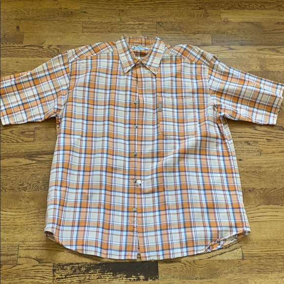 Columbia Other - Columbia Orange Check Button Down Shirt XL